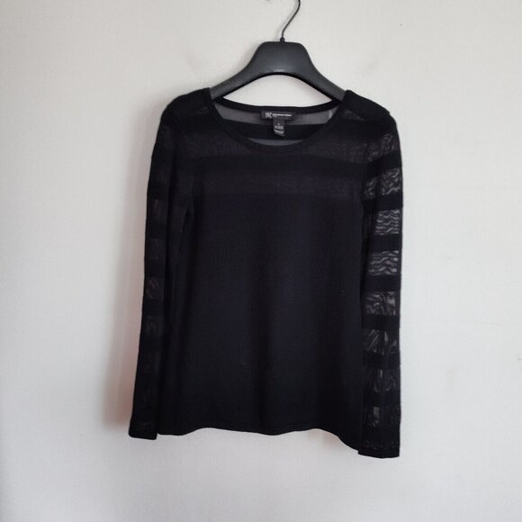 Ladies SZ PS Inc Black Illusion Stripe Sweater - Picture 1 of 4